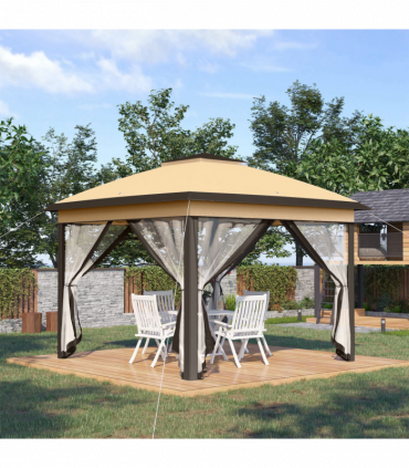 Pop Up Gazebo Height Adjustable Canopy Tent w/ Carrying Bag, Beige