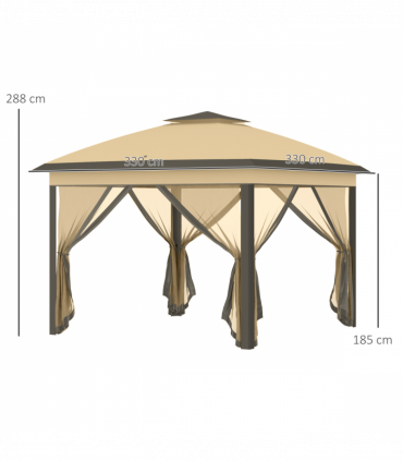 Pop Up Gazebo Height Adjustable Canopy Tent w/ Carrying Bag, Beige
