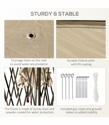 Pop Up Gazebo Height Adjustable Canopy Tent w/ Carrying Bag, Beige