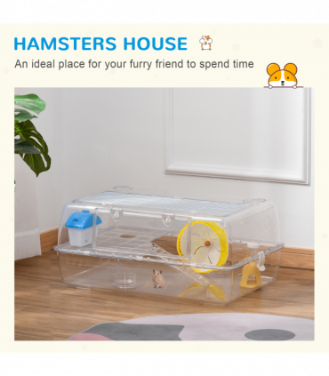 Portable 2 Storey Hamster Cage w/Running Wheel Drinker Feeding Bowl Pawhut