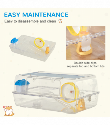 Portable 2 Storey Hamster Cage w/Running Wheel Drinker Feeding Bowl Pawhut