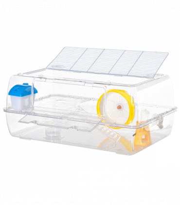 Portable 2 Storey Hamster Cage w/Running Wheel Drinker Feeding Bowl Pawhut