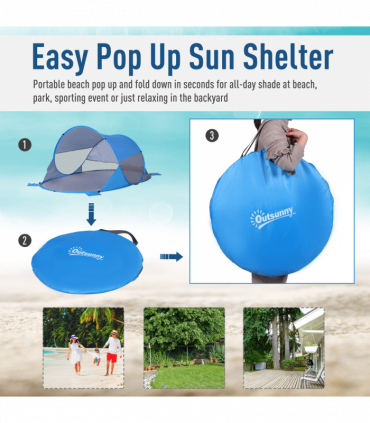 Portable Automatic Pop Up Beach Tent Outdoor Camp Shelter Blue Outsunny