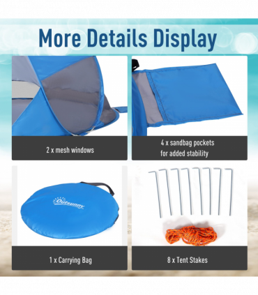 Portable Automatic Pop Up Beach Tent Outdoor Camp Shelter Blue Outsunny