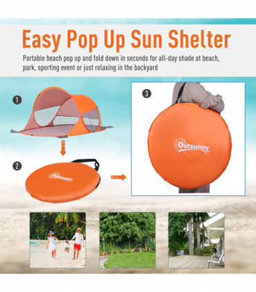 Portable Automatic Pop Up Beach Tent Outdoor Camp Shelter Orange Outsunny