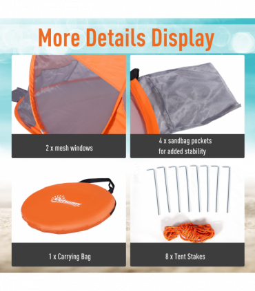 Portable Automatic Pop Up Beach Tent Outdoor Camp Shelter Orange Outsunny