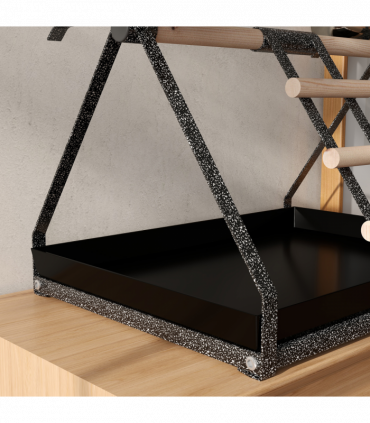 Portable Bird Stand Resting Stainless Steel Base Perch Ladder Bowls