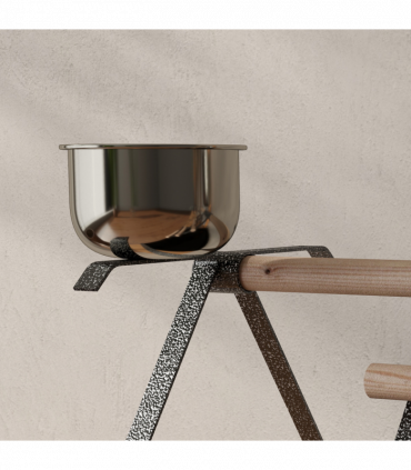 Portable Bird Stand Resting Stainless Steel Base Perch Ladder Bowls