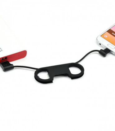 Portable Cable with Bottle Opener Micro USB or 8 Pin[Micro USB, Black]