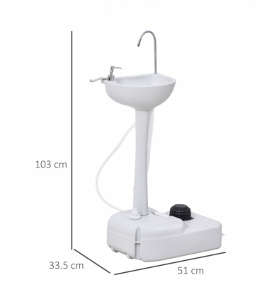 Portable Camping Sink with Towel Holder & Soap Dispenser Hand Wash Outsunny