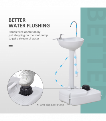 Portable Camping Sink with Towel Holder & Soap Dispenser Hand Wash Outsunny