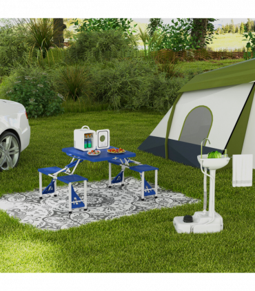 Portable Camping Sink with Towel Holder & Soap Dispenser Hand Wash Outsunny