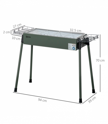 Portable Charcoal Barbecue Grill with Seasoning Baskets and Hooks