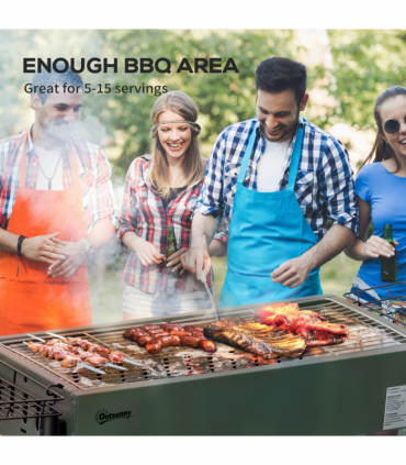 Portable Charcoal Barbecue Grill with Seasoning Baskets and Hooks