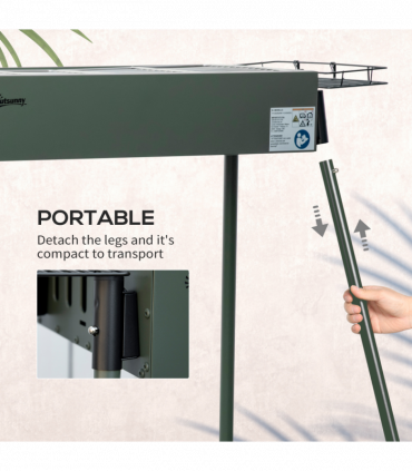 Portable Charcoal Barbecue Grill with Seasoning Baskets and Hooks