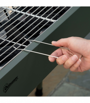 Portable Charcoal Barbecue Grill with Seasoning Baskets and Hooks