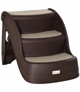 Portable Dog Steps Non-slip Pet Stairs 3-Step Design for High Beds Sofas, Brown