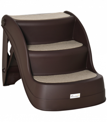 Portable Dog Steps Non-slip Pet Stairs 3-Step Design for High Beds Sofas, Brown