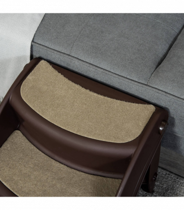 Portable Dog Steps Non-slip Pet Stairs 3-Step Design for High Beds Sofas, Brown