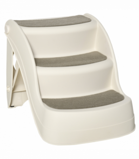 Portable Dog Steps Non-slip Pet Stairs 3-Step Design for High Beds Sofas, Cream