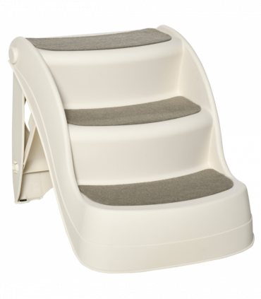 Portable Dog Steps Non-slip Pet Stairs 3-Step Design for High Beds Sofas, Cream