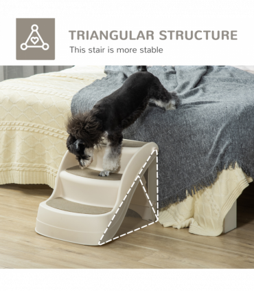 Portable Dog Steps Non-slip Pet Stairs 3-Step Design for High Beds Sofas, Cream