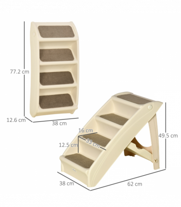 Portable Dog Steps for Bed, Sofa Non-Slip Pet Stairs for Cats, Dogs - Beige