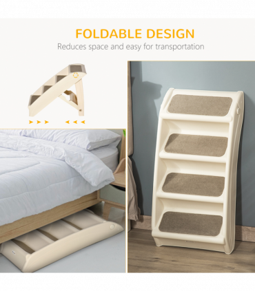 Portable Dog Steps for Bed, Sofa Non-Slip Pet Stairs for Cats, Dogs - Beige