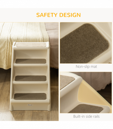 Portable Dog Steps for Bed, Sofa Non-Slip Pet Stairs for Cats, Dogs - Beige