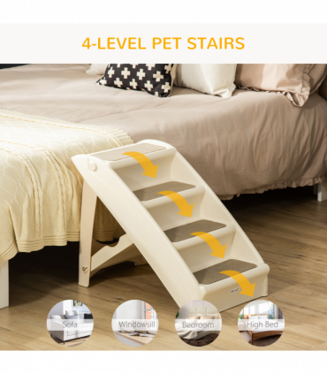 Portable Dog Steps for Bed, Sofa Non-Slip Pet Stairs for Cats, Dogs - Beige