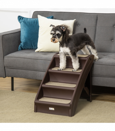 Portable Dog Steps for Bed, Sofa Non-Slip Pet Stairs for Cats, Dogs - Brown