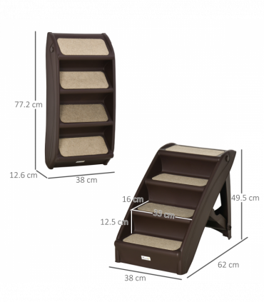 Portable Dog Steps for Bed, Sofa Non-Slip Pet Stairs for Cats, Dogs - Brown