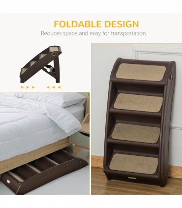Portable Dog Steps for Bed, Sofa Non-Slip Pet Stairs for Cats, Dogs - Brown