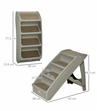 Portable Dog Steps for Bed, Sofa Non-Slip Pet Stairs for Cats, Dogs - Grey