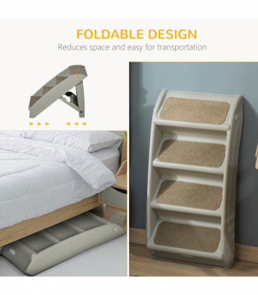 Portable Dog Steps for Bed, Sofa Non-Slip Pet Stairs for Cats, Dogs - Grey