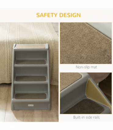 Portable Dog Steps for Bed, Sofa Non-Slip Pet Stairs for Cats, Dogs - Grey