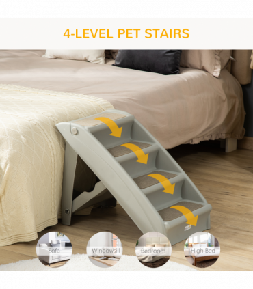 Portable Dog Steps for Bed, Sofa Non-Slip Pet Stairs for Cats, Dogs - Grey