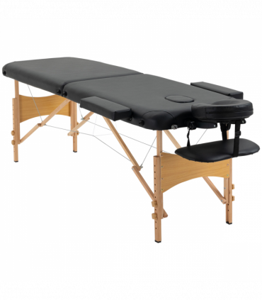 Portable Massage Bed Folding Spa Beauty Massage Table with 2 Sections Black