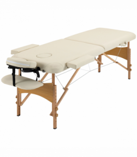 Portable Massage Bed Folding Spa Beauty Massage Table with 2 Sections Cream