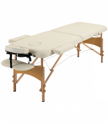 Portable Massage Bed Folding Spa Beauty Massage Table with 2 Sections Cream