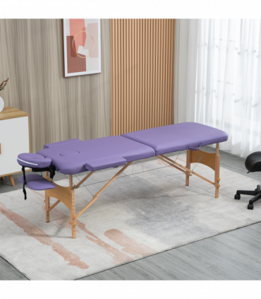 Portable Massage Bed Folding Spa Beauty Massage Table with 2 Sections Purple