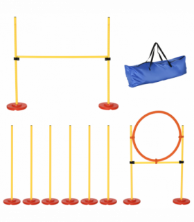 Portable Pet Agility Training Obstacle Set for Jumping Pole,Ring,Turnstile poles