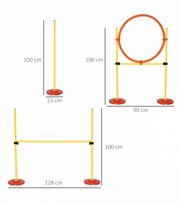 Portable Pet Agility Training Obstacle Set for Jumping Pole,Ring,Turnstile poles