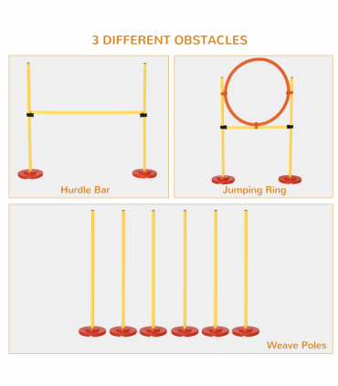 Portable Pet Agility Training Obstacle Set for Jumping Pole,Ring,Turnstile poles