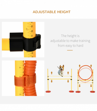 Portable Pet Agility Training Obstacle Set for Jumping Pole,Ring,Turnstile poles