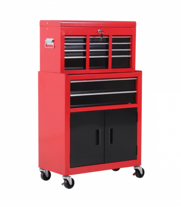 Portable Toolbox Tool Box Top Chest Cabinet Garage Storage Roll Cab Red HOMCOM