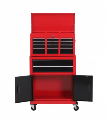 Portable Toolbox Tool Box Top Chest Cabinet Garage Storage Roll Cab Red HOMCOM
