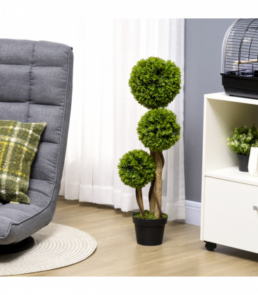 Potted Artificial Plants Boxwood Ball Topiary Trees Indoor Outdoor, 90cm
