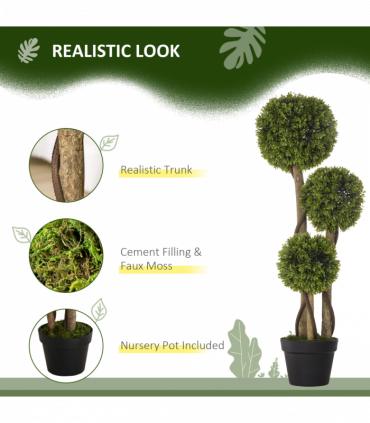 Potted Artificial Plants Boxwood Ball Topiary Trees Indoor Outdoor, 90cm