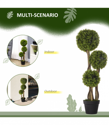 Potted Artificial Plants Boxwood Ball Topiary Trees Indoor Outdoor, 90cm